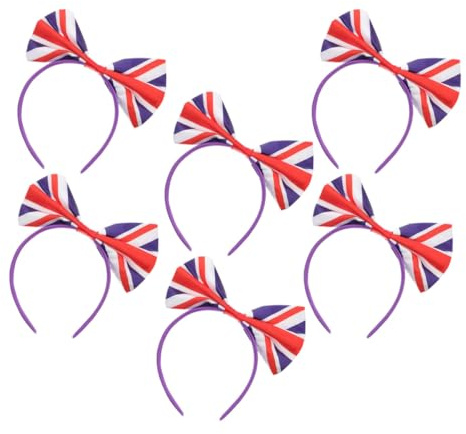 COOPHYA British Flag Bow Hairbands for Football Matches and Parties Comfortable Material 6pcs Satin Headband with Stylish Design for Football Fans and Festival Hair Accessories