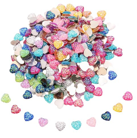 JOVYTH 100 Stück Glitzer Herz Aufkleber ABS Harz, Herzform Pailletten für DIY Bilderrahmen Handyhülle Kleidung, Bastelmaterial für Geschenke Muttertag Hochzeit Deko