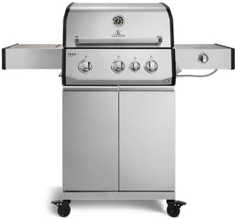 BURNHARD® FRED Deluxe Gasgrill 3-Brenner, Edelstahlrost, Edelstahl | 900°C Infrarot-Zone, Heckbrenner, Seitenkocher, Aludruckguss-Edelstahl-Brennkammer, 17.45 kW Leistung