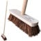 10” Garden Broom Outdoor with Wooden Handle Natural Stiff Bassine Hard Bristle Broom Yard Brush Heavy Duty Outdoor Stiff Sweeping Yard Brush