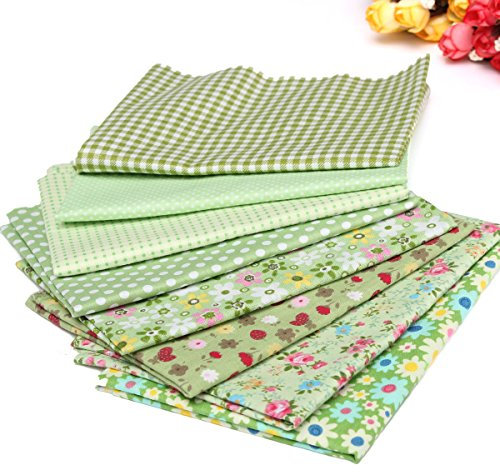 7 Stück Baumwollstoff Stoffpakete Patchwork Stoffe Baumwolle Stoffreste Grün 50x50cm