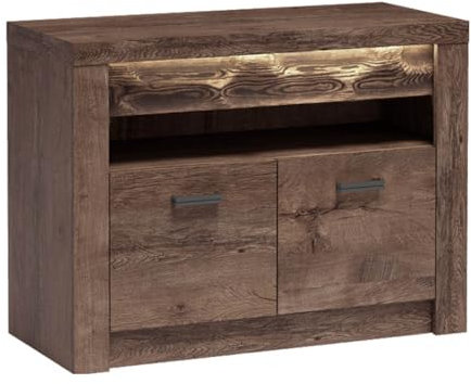 Mirjan24 TV Lowboard Indiano I-10, Fernsehtisch, 96x73x42 cm, TV-Möbel, TV Board, TV-Tisch, TV Schrank, TV Bank (Esche Dunkel, mit warmweißer LED-Beleuchtung)