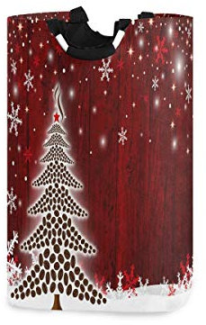 BIGJOKE Wäschekorb, Weihnachtsbaum, Schneeflocke, faltbar, Stoff, Wäschekorb, Wäschekorb, Aufbewahrungskörbe, rechteckig, faltbar, für Badezimmer, Schlafzimmer, Waschraum, 50 l