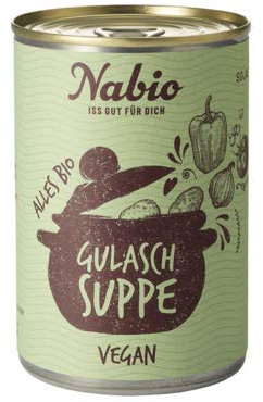 Vegane Bio-Gulaschsuppe aus Soja-Medaillons 400g (1 Dose)