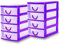 Lizzy 2 x Mini Storage Unit | 14.5cm x 9cm x 13cm | Transparent Mini Storage Tower | 4 Drawer with Handles | For Store Small Parts Crafts Desk Bathroom Kitchen Office (Purple)