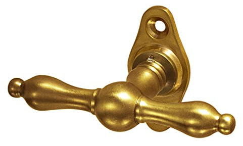 Gussmeister Fensterolive Würzburg Messing patiniert, antike Fenstergriff-Reproduktion, Vollolive, Biedermeier