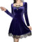 Goth Retro Corte Pizzo Lanterna Manica Lunga Cava-Out O Collo Puro Nero Temperamento Velluto Midi Vestito, Long Sleeve Dress Purple, S