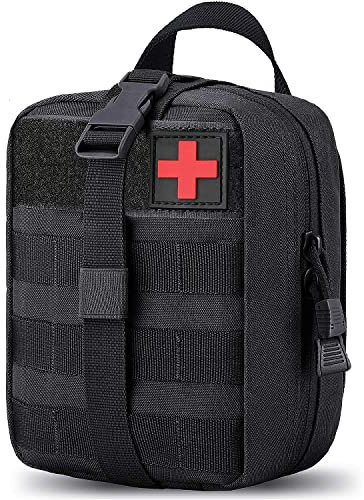 TANSOLE ifak Pouch erste Hilfe Tasche leer molle Taktische gürteltasche EDC Tactical kleine Pouches für Outdoor Survival, Camping, militär einsatztasche Reise verbandstasche Bag (Schwarz)