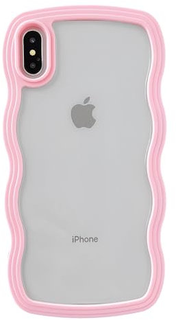 Caseative for iPhone Xs Max Case, Cute Curly Wave Frame Shape Shockproof Soft Compatible with iPhone Case (Pink,iPhone Xs Max)