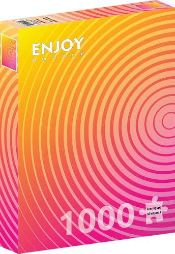 1000 Pieces Jigsaw Puzzle for Adults – Matte Finish, Soft Touch, Sturdy and Unique Pieces, Tight Fit, Vivid Colors, Missing Pieces Service – Fun Gradient of Yellow and Pink Circles – by ENJOY Puzzle