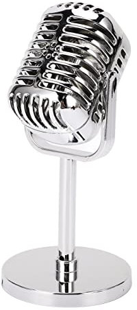 Retro Microphone Props, Simulation Classic Fake Vintage Microphone Prop Model for Bar Decoration Electroplated Silver