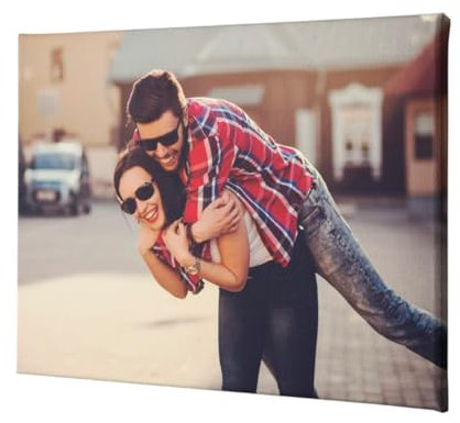 Genérico Lienzo Personalizado con Foto y Texto Cuadro Impresión Sobre Lienzo con Bastidor Madera (22 x 13)