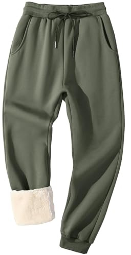 Flygo Warme Fleece-Hose für Herren, Sherpa-gefütterte Sweatpants für den Winter, aktive Trainingshose