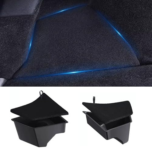 Ywooon Luxury Black Trunk Organizer for Tesla Model 3 Highland 2024 2025, 2 Packets, Side Storage Bin Accessories