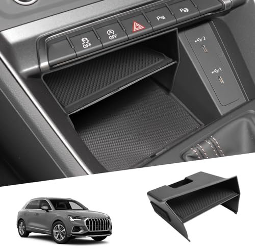 SHAOHAO Kompatibel mit Audi Q3 F3 / Sportback 2019-2023 2024 2025 Ablagebox für die Mittelkonsole Auto Center Console Organizer Multifunktionaler Aufbewahrung Audi Q3 Sportback Zubehör