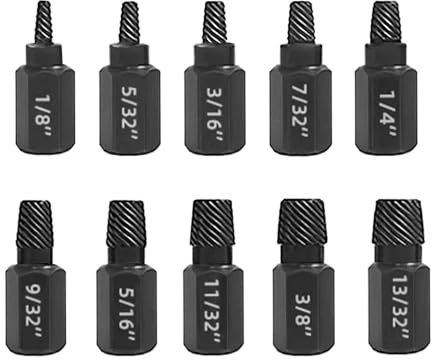 Fongmore 10 Stück 3,2 – 10,3 mm beschädigte Bolzen, Entferner-Set, robust, zum Entfernen von Schrauben, Bohrer, Sechskant, runder Schaft, Bolzen, Werkzeug zum Entfernen (schwarz)