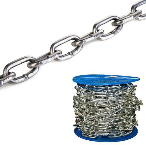 Cadena de acero galvanizado de 1 metro (3 mm), resistente y duradera para uso pesado, cadena de candado de seguridad con longitud de corte por metro, carga nominal de 56 kg D1