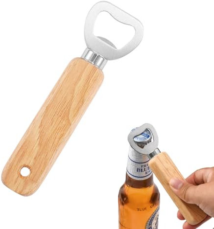 Décapsuleur Biere, Décapsuleur en Bois, Poignée en Bois Ouvre-Bouteille de Bière Portable, pour Bar Maison Cuisine Hommes Cadeau Fête des Pères (2pcs) (1pcs)
