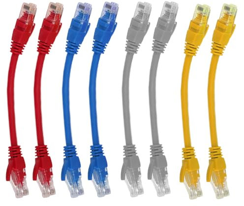 brileze 8 Pcs Short Cat6 Patch Cable 0.5ft/15cm -1000Mbps High Speed Ethernet Network Cables With RJ45 Connectors Patch Panel Ethernet Cable For Router, Modem, Server, Switch, TV, PC (Mixed Color)