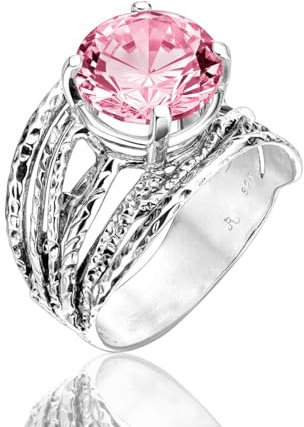 925 Sterling Silber Ring mit rundem Zirkonia, Krappen Vintage Design, Statement Schmuck, hypoallergen, nickelfrei, bleifrei, handgefertigte Designer-Kollektion