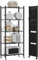 DEANIC Folding Storage Shelves,5 Tiers Metal Shelving Units for Storage 61x147x28 CM, Corner Kitchen Shelves on Wheels,Pantry Shelves,Bookcase for Living room Black