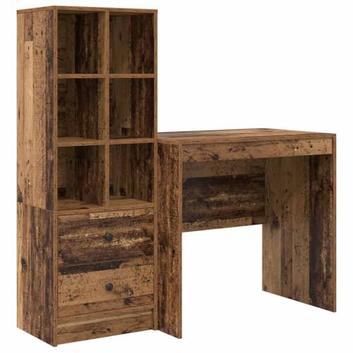 vidaXL Desk with Storage Space Old Wood Engineer Wood Desk 80 x 50 x 76 cm Engineering Wood
