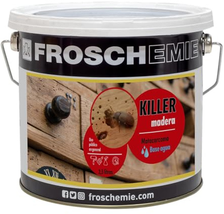 Matacarcoma para Madera 2,5L – Elimina Carcoma Activa y Previene Reinfestación | Base Agua Sin Olor | Tratamiento Preventivo y Curativo Interior/Exterior | Secado 24h | Killer Madera (2,5L)