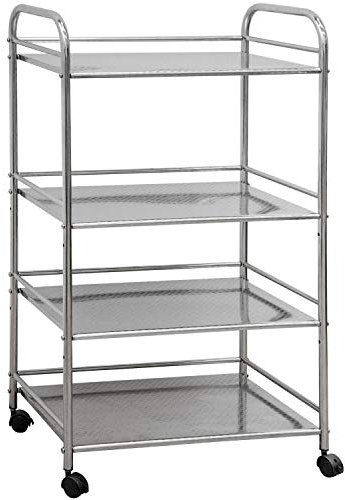 EYEPOWER Edelstahl Küchenwagen 4 Etagen 60x35x100 cm Servierwagen Bad-Rollwagen