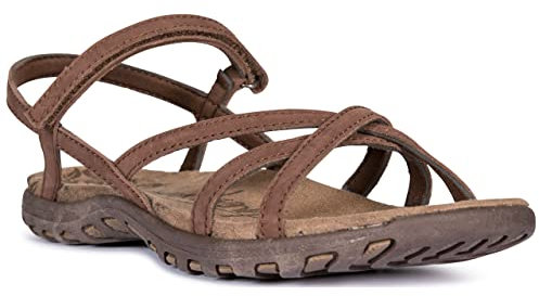 Trespass Womens Leather Sandals Kimbra - Active Summer Walking Sandals, Ladies Hook Loop Strap Shoes, Casual Holiday Outdoor Sandals, Cushioned Moulded Footbed