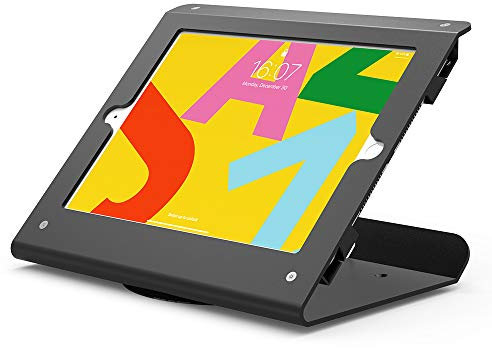 Beelta Support de Tablette au détail pour iPad 10,2 Pouces 9e 8e 7e génération, Entreprise Bureau Support pour iPad PDV, Antivol Kiosque Support de Support d'iPad, Base pivotante à 360°, Métal, Noir