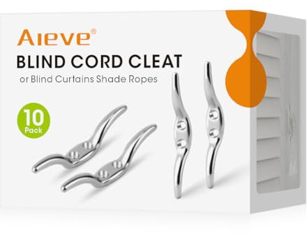 Aieve Cleat Hooks, Zinc Alloy Blind Cord Cleats Blind Cord Hooks with Screws for Roman Shade Curtains Sun Shades Ropes (10 Pack)
