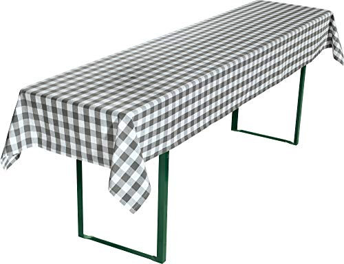 REDBEST Bierbanktischdecke, Biertisch-Auflage, Tischdecke Bierzeltgarnitur karo grau Größe 110x260 cm - strapazierstark und langlebig, mit schmalem Kuvertsaum