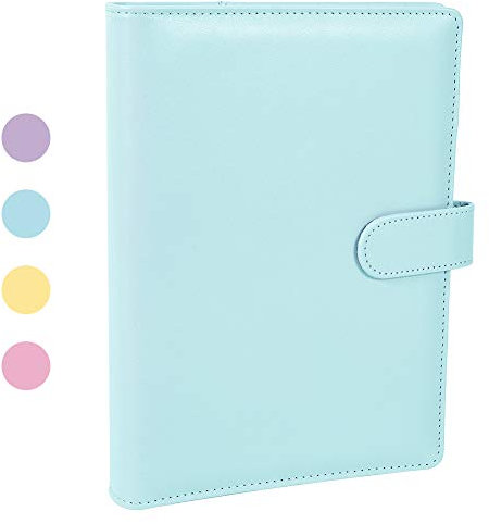 falllea A5-Ringbuch aus PU-Leder, nachfüllbar, 6 runde Ringbucheinband, Business-Notizblock und Meeting-Notizbuch, Reise-Notizbuch, Tagebuch, Einband (blau)