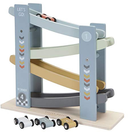 Little Dutch Holz Kugelbahn Auto-Rennbahn - blau (puderblau)