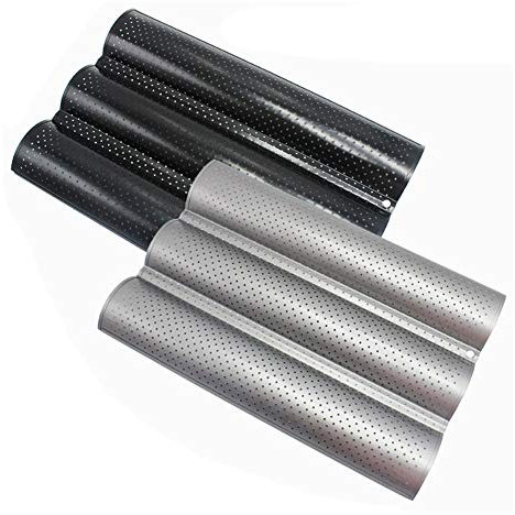 2 Stück Französisches Brot Backblech Baguette Backblech Antihaft-perforiert Baguette Pan Brotbackform DREI Groove Französisch Brot Pfanne Baguetteblech aus Edelstahl hochwertige Backform
