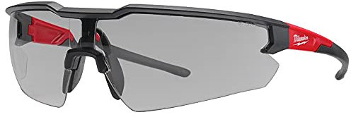 Milwaukee Kratzfeste Schutzbrille, graue Gläser, schwarz/roter Rahmen, 1 Stück