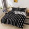 OPOWWEE Bettwäsche Set 135x200cm Weiß schwarz Streifen Bettbezug 100% Weiche Angenehme Mikrofaser + 1 Kissenbezug 80x80 cm