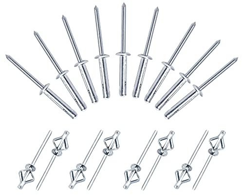 Jersvimc 3/16 Zoll x 1 Zoll dreifach explodierende Pop-Nieten, solides Aluminium, Tri-Grip-Nieten, große Flansch-Nieten für Kajak, Marine, Boot, 50 Stück