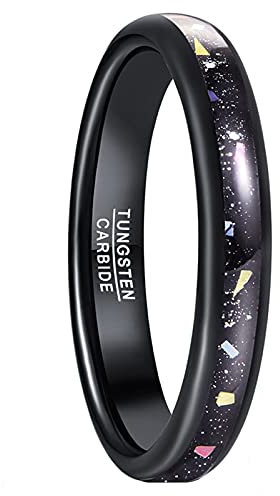 Vakki Unisex Wolfram Ring Damen Herren 4mm Schwarz Eheringe mit Makaronfarbenes Türkis Freundschaftsring Größe 59 (18.8)
