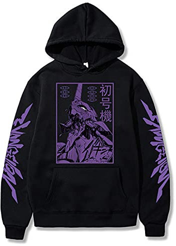Unisex Anime Kapuzenpullover Persönlichkeit Anime Eva Sweatshirt Übergroße Tasche Pullover EVA-01 Sweatshirt