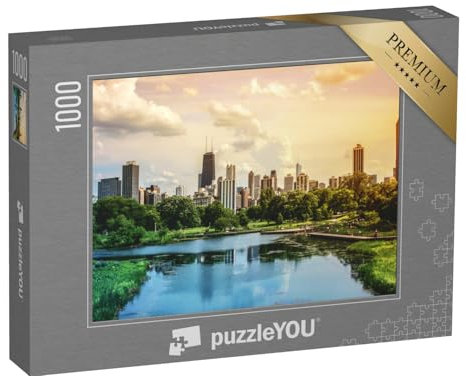 puzzleYOU: Puzzle 1000 Teile „Chicago: Blick vom Lincoln Park auf Skyline und Stadt“ – aus der Puzzle-Kollektion Chicago