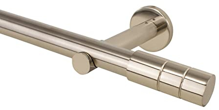 Gardinenstange 25 mm Farbe Edelstahl aus Metall, Endstück Jolly, 320 cm (2 x 160 cm)