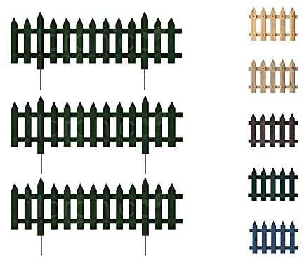 Floranica 3 STK Gartenzaun Vorgartenzaun Steckzaun Friesenzaun Zierzaun Lattenzaun 100 cm lang mit Metallpfosten Zaun für Vorgarten Gemüsebeete Höhe 40cm Grün