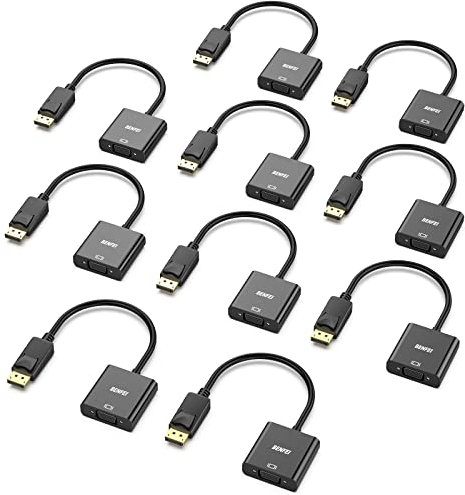 BENFEI DisplayPort auf VGA 10 Stück, Unidirektional DisplayPort DP Computor zu VGA Monitor Adapter 1080P (Stecker auf Buchse), kompatibel für Lenovo Dell HP ASUS