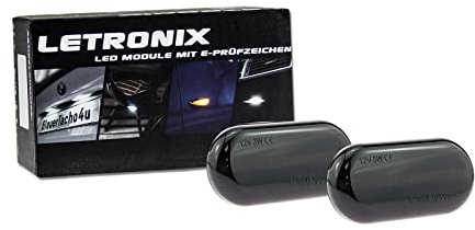 letronix LED Seitenblinker Blinker Module Smoke Schwarz E-Prüfzeichen kompatibel mit: Vivaro A/Fortwo 453 / Clio I Typ 57 / Clio II Typ B/Megane I/Kangoo Typ KC/Laguna I Typ 56 / Twingo I