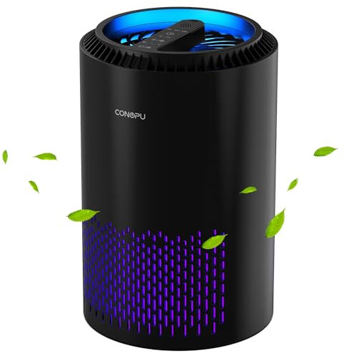 CONOPU Air Purifier for Home with High-Efficiency Filter, Air Purifier for Bedroom with Timer, 3-layer Filtration, 3 Speed Modes, Air Cleaner portable for Dust, Odors, Pet, Pollen, Black