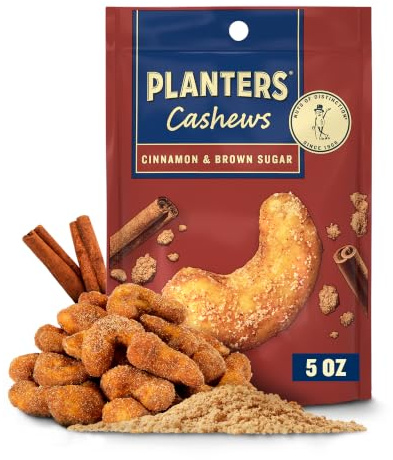 PLANTERS Cashews Cinnamon & Brown Sugar - Trail Mix Snack Pack - Snacks with Cinnamon & Brown Sugar, Snack Pack, Party Trail Mix, 5 Oz Bag