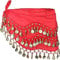 Damen Bauchtanz Gürtel, Chiffon Hüfttuch, Tanztuch mit Münzen für Bauchtanz,Rot