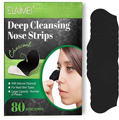 Blackhead Remover Strips(80pcs), Nose Pore Strips for Blackheads Remover, Skincare & Deep Cleansing Nose Patch Blackhead Remover, Black