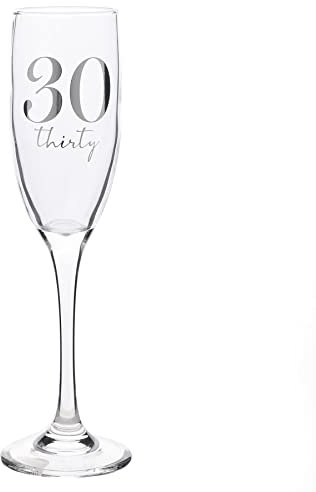 Widdop and Co 30th Birthday Champagne Flute Glass with Silver Detail - 30